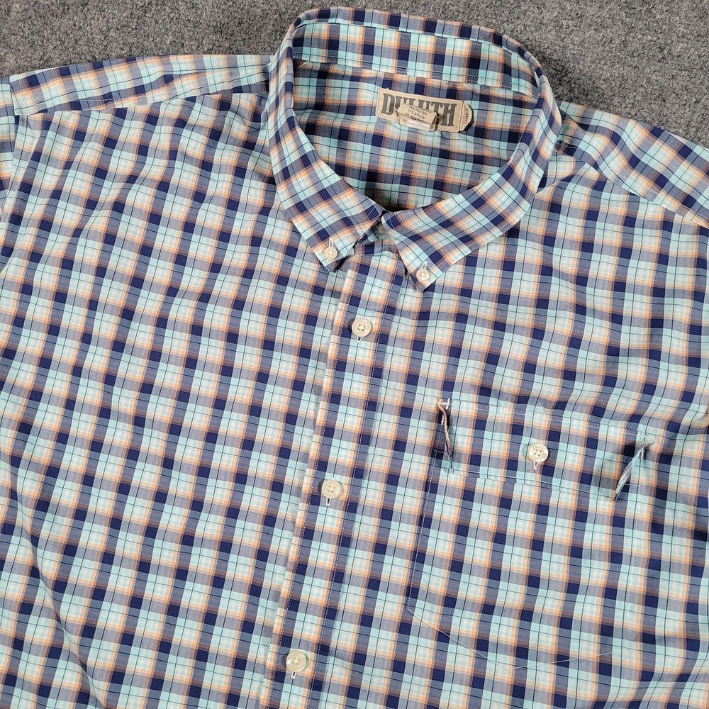 Duluth Trading Co Shirt Mens 2XL Plaid Short Sleeve Button Down Relaxed Fit